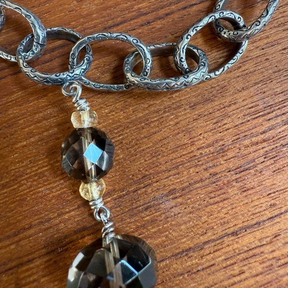 Beautiful Vintage Silpada 925 Sterling Silver Smoky Quartz & Citrine Necklace - Picture 8 of 13